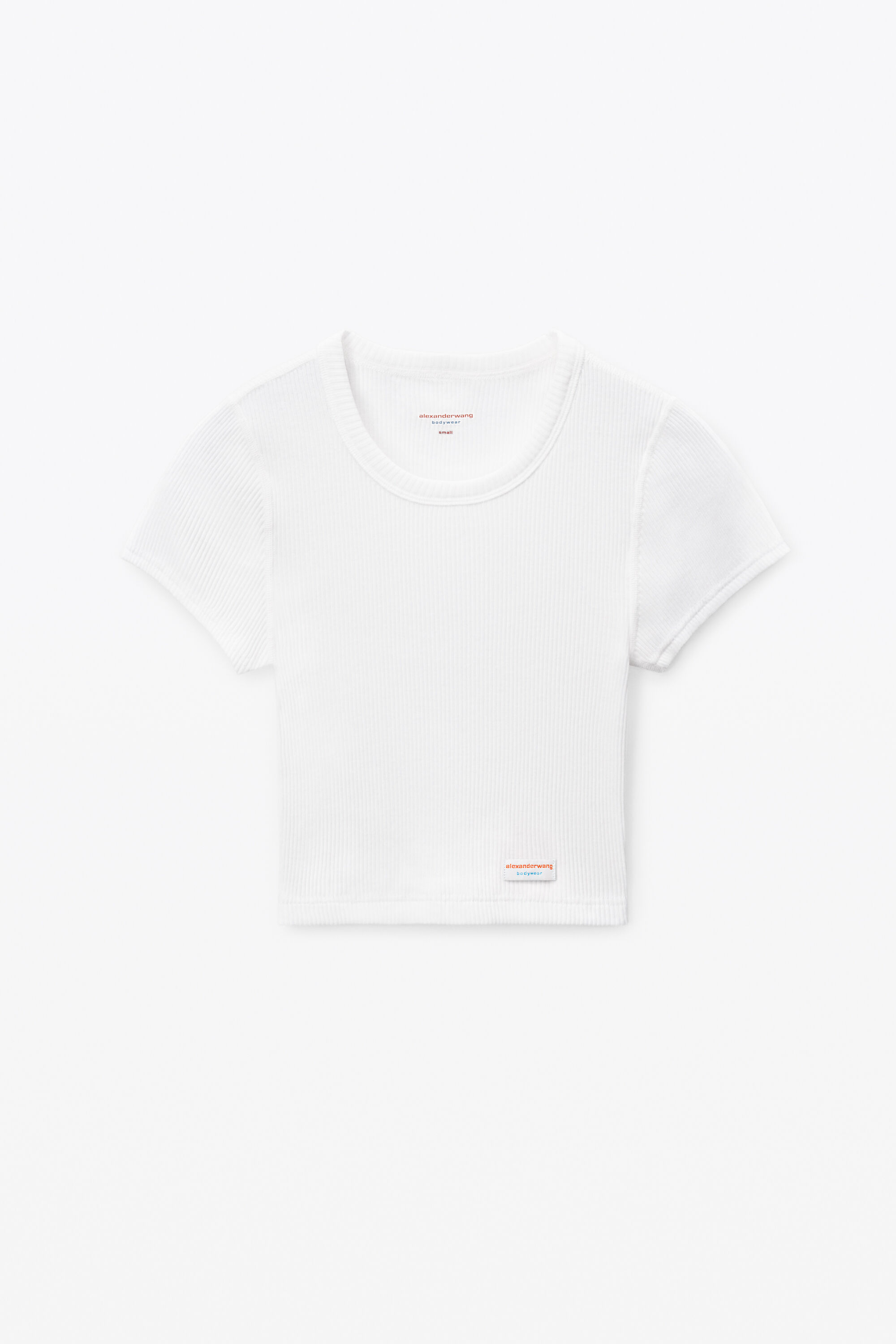 alexanderwang Cropped Short-Sleeve Tee in Ribbed Cotton Jersey