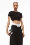 alexander wang cropped tee in compact jacquard black