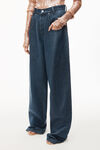alexander wang wide leg jean in coated denim dark indigo