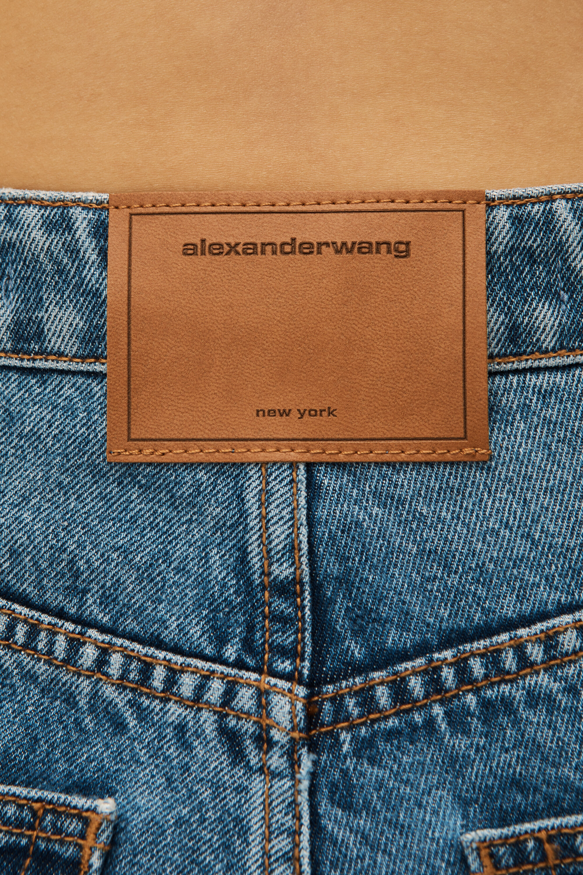 alexanderwang FLY HIGH-RISE STACKED JEAN IN DENIM VINTAGE MEDIUM 