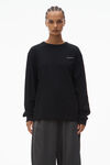 Alexander Wang black unisex long sleeve tee in high twist jersey