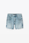 alexander wang mid-rise loose short in denim vintage faded indigo