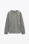 alexander wang puff logo long sleeve tee in glitter jersey sidewalk