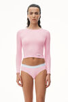 Alexander Wang light pink long-sleeve tee in ribbed cotton jersey