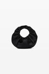 alexander wang crescent small satin handle bag w/debossed logo black