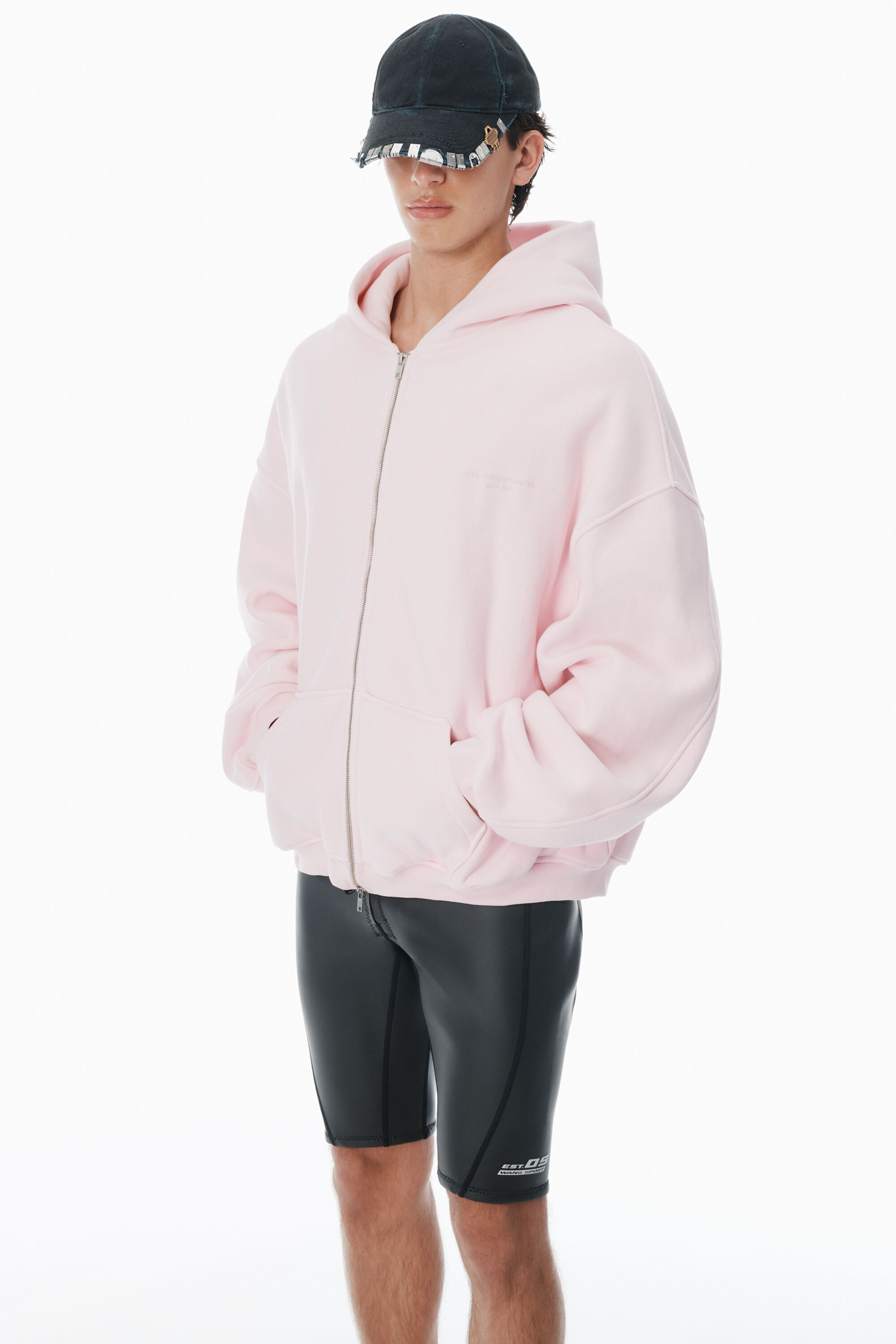 Pink Cotton Logo Zip-Up Hoodie