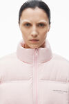 alexander wang cropped puffer coat with reflective logo light pink