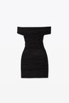 alexander wang off-shoulder mini dress in faux suede black