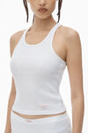 Alexander Wang white crystal hotfix racer tank