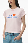 Alexander Wang lt pink bleach out “love our customers”字样紧身 t 恤