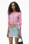 alexander wang 超细美利奴羊毛徽标短款开衫 candy pink