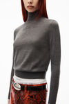 alexander wang 美利奴羊毛长袖高领衫 charcoal melange
