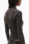 Alexander Wang washed charcoal haut froncé en jersey effet daim