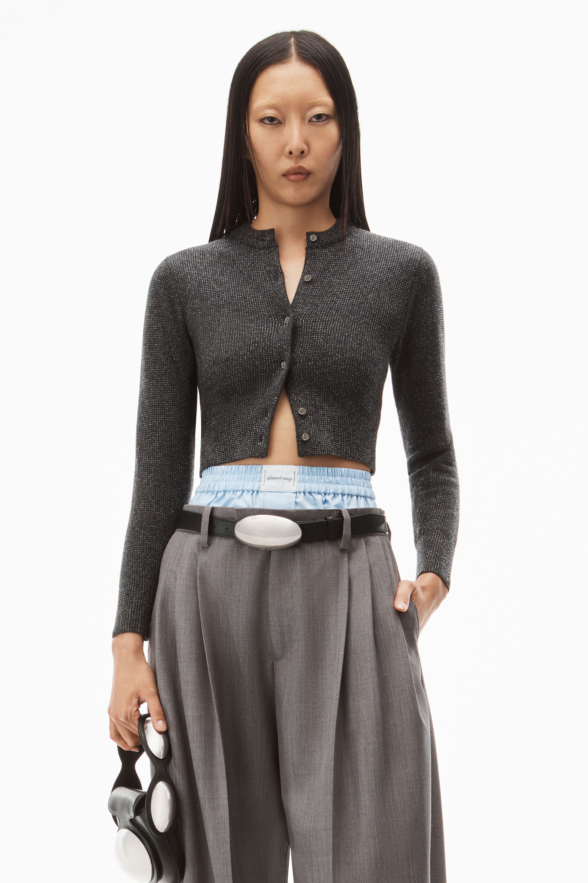 Alexander Wang クリスタル ホットフィックス チューブスカート Alexander Wang crystal-embellished high-waist Skirt | White