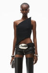 Alexander Wang black asymmetric one-shoulder top in wool
