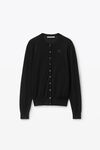 Alexander Wang black cardigan aus superfeiner merinowolle mit geprägtem logo