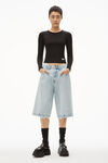 alexander wang long-sleeve tee in ribbed cotton black