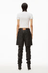 alexander wang logo patch mock neck top in bodycon knit  soft white