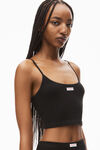 Alexander Wang black cropped ribbed cotton cami tank