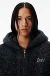 Alexander Wang black multi 手钩徽标装饰黑色加大款连帽衫