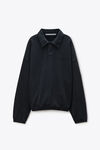 Alexander Wang washed black long sleeve polo in cotton oversized