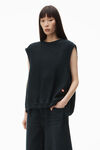 Alexander Wang washed jet black sleeveless crew neck vest in terry