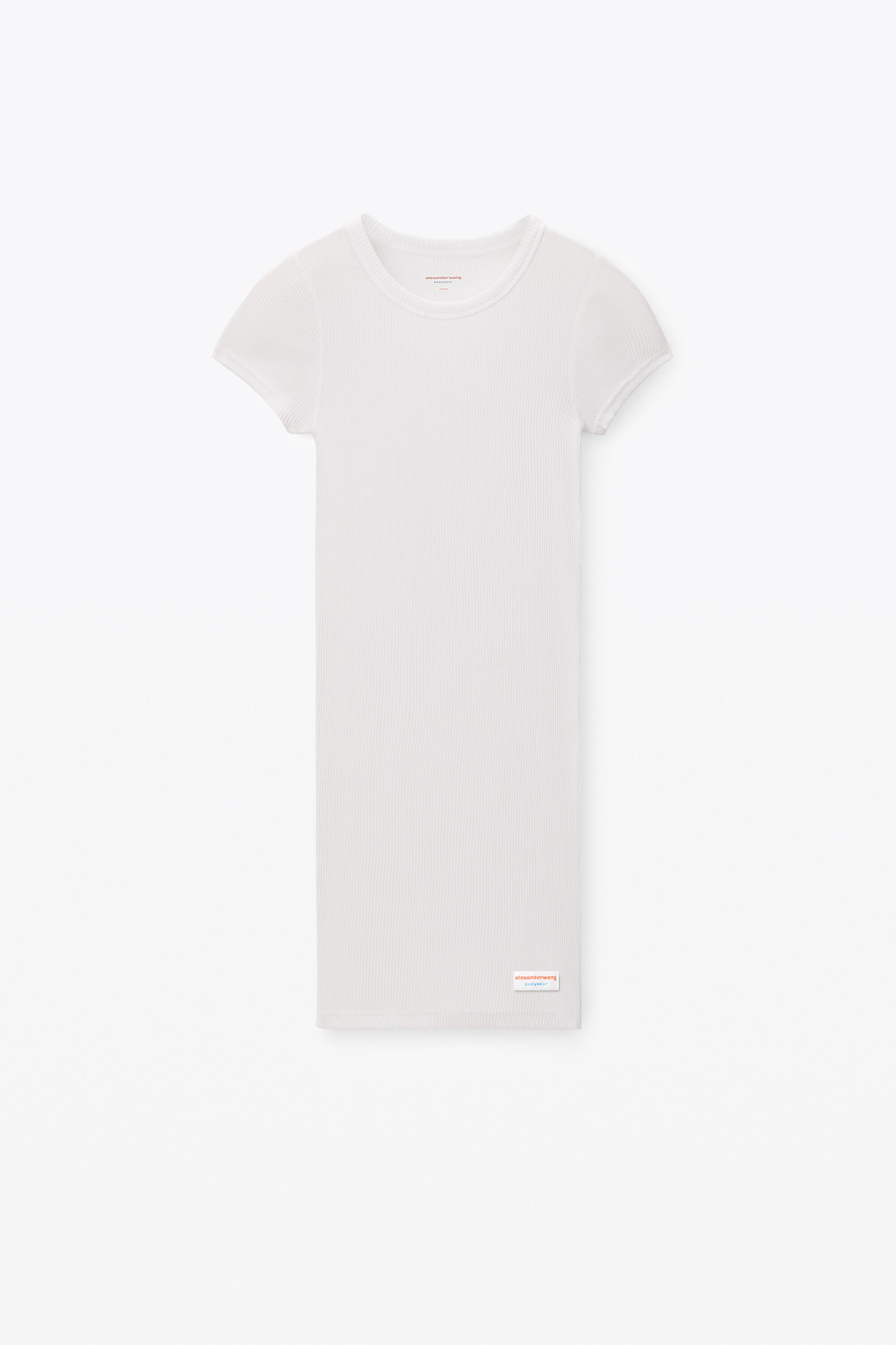 short sleeve loungewear dress in ribbed cotton jersey in WHITE