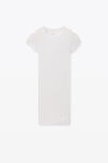 Alexander Wang white short sleeve loungewear dress in ribbed cotton jersey