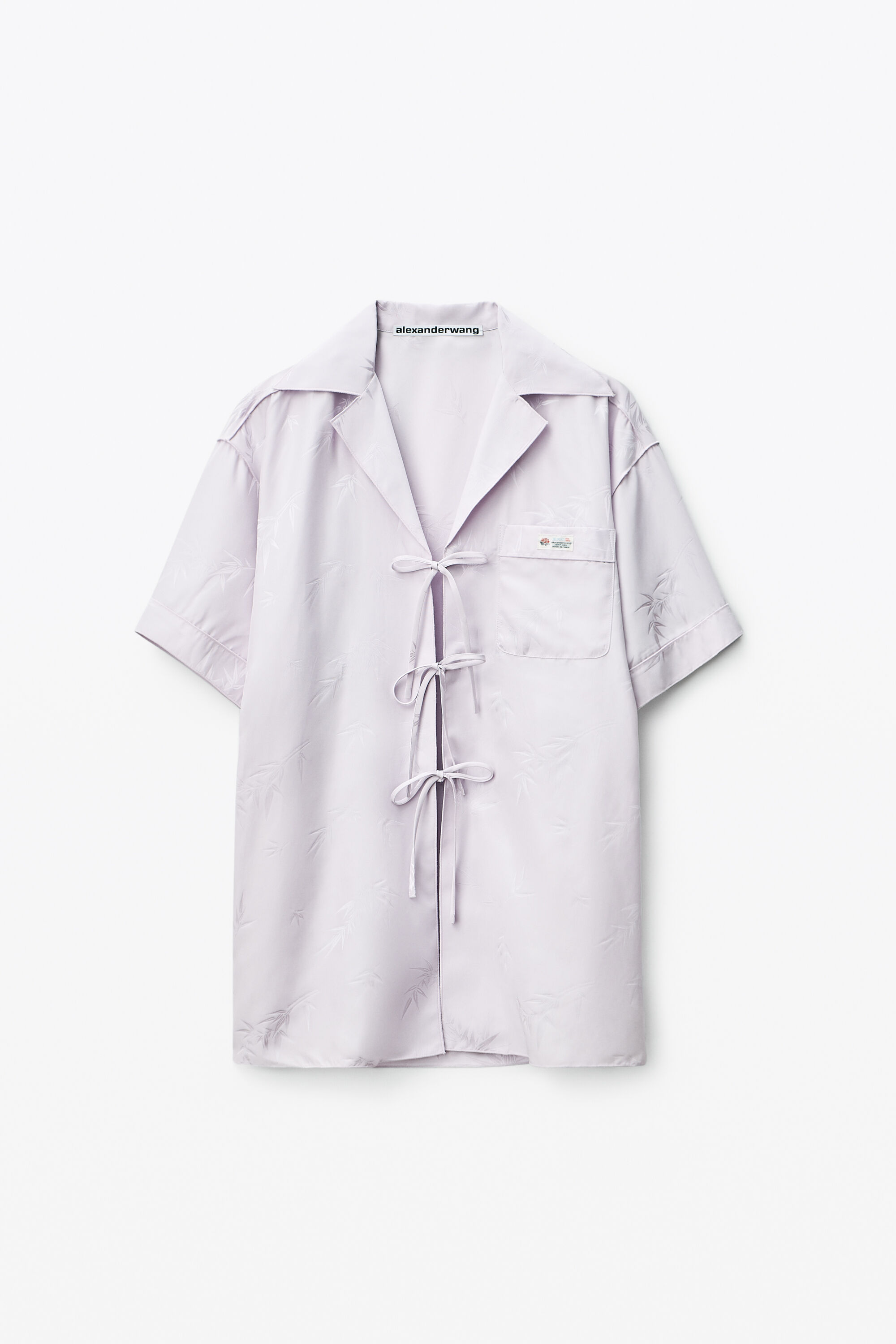 alexanderwang SHORT-SLEEVE TIE TOP IN VISCOSE JACQUARD ULTRAVIOLET alexanderwang SHORT-SLEEVE TIE TOP IN VISCOSE JACQUARD ULTRAVIOLET