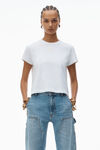 Alexander Wang white puff logo shrunken tee in cotton jersey