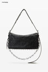 Alexander Wang black ricco 黑色皮革中号翻盖包