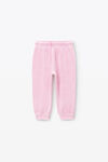 alexander wang kids puff logo sweatpant in velour washed candy pink