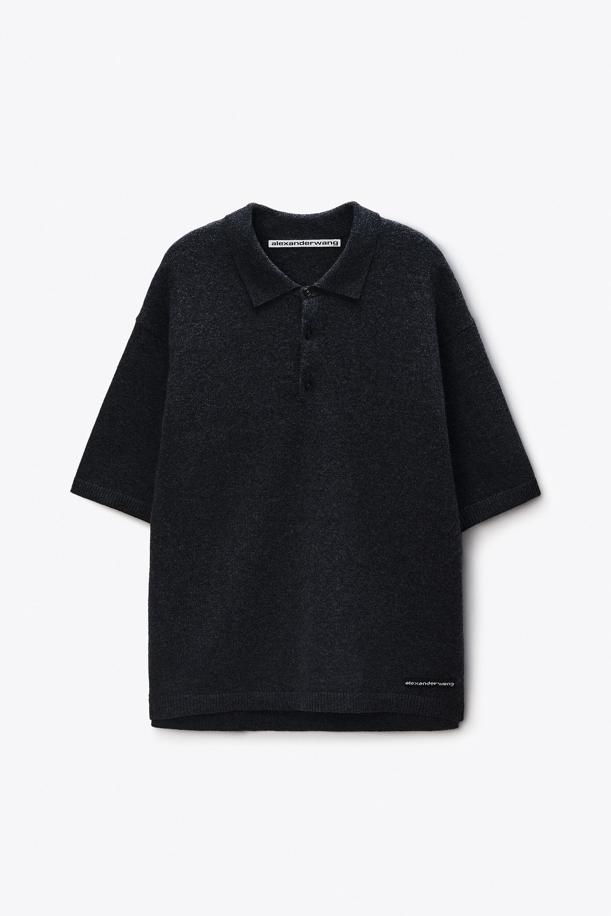 Wool Polo Shirt in CHARCOAL | alexanderwang®