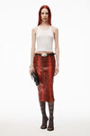 alexander wang leather pencil skirt in "snakeskin" red