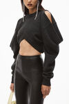 alexander wang inverted v-neck sweater in boiled wool charcoal