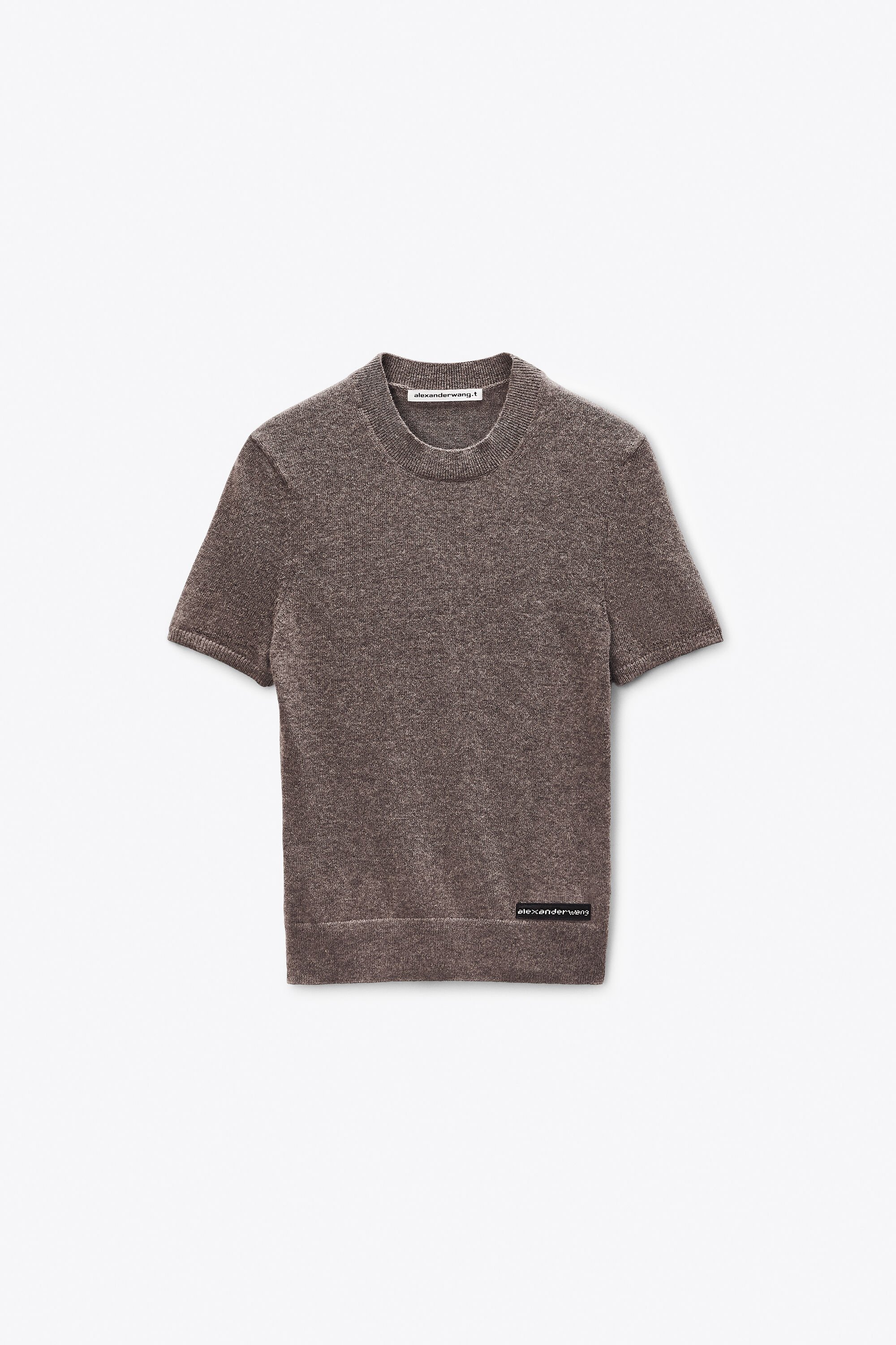 Short-Sleeve Wool Tee in BROWN | alexanderwang®