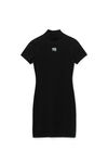 alexander wang mock neck tee dress in bodycon knit   black