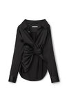 alexander wang draped button up shirt in silk charmeuse black