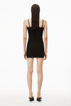 alexander wang crystal trim mini dress in compact nylon black