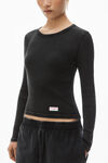 Alexander Wang washed black long-sleeve tee in ribbed cotton