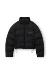 alexander wang cropped puffer coat with reflective logo black