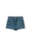 alexander wang mid-rise skort in comfort stretch denim deep blue