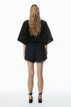 Alexander Wang navy/grey pinstripe tropical wool stretch shorts