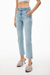 alexander wang og high-rise stovepipe jean in denim light indigo fade