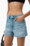 alexander wang shorty high-rise short in denim light indigo fade