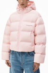 Alexander Wang light pink 短款格纹羽绒连帽衫