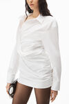 alexander wang draped back dress in cotton shirting white