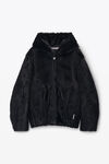 Alexander Wang black unisex zip-up hoodie in calf hair
