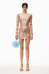 alexander wang scoop neck mini dress in sequin nylon flax