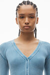 Alexander Wang washed blue cardigan in waffle-knit cotton stretch